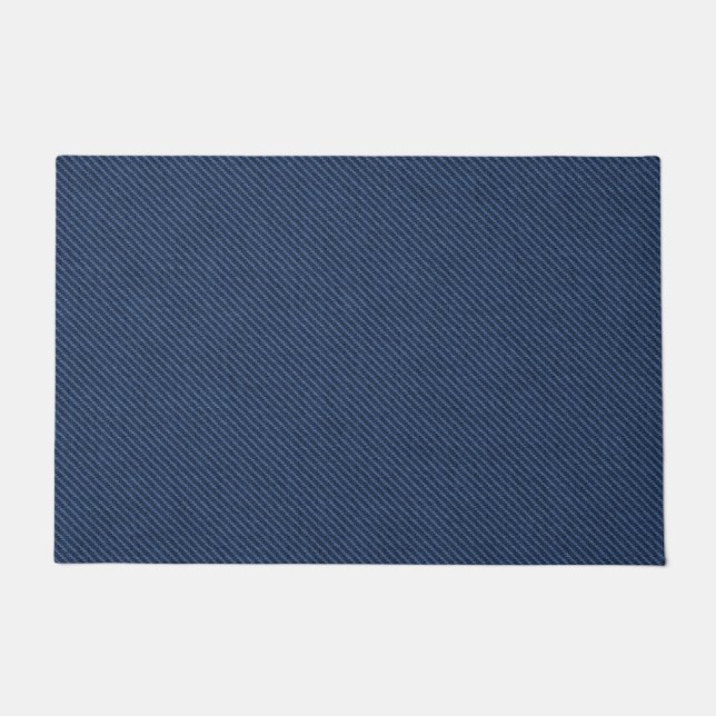 Tapete Porta do Tecido Jeans Azul Faux (Frente)