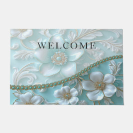 Tapete Porta Floral Branca Teal
