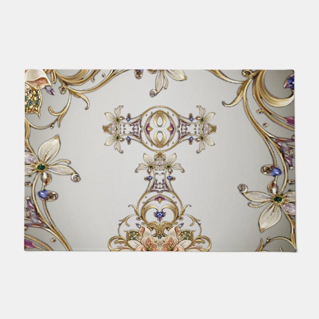 Tapete Porta Floral Dourada branca (Frente)