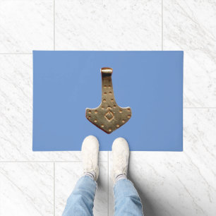 Tapete Porta grande azul de Thor Hammer Dourada