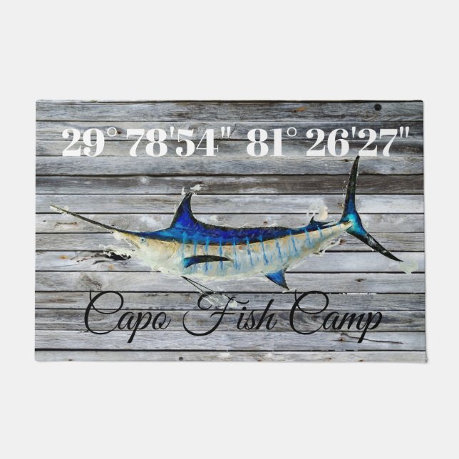 Tapete Porta Marlin Personalizada com Lat e Long (Frente)