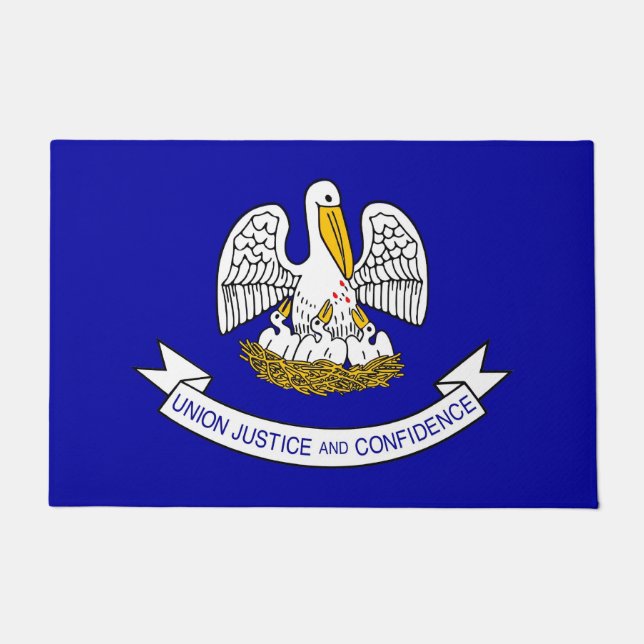 Tapete Porta Mat com Bandeira do Estado de Louisiana, EUA (Frente)
