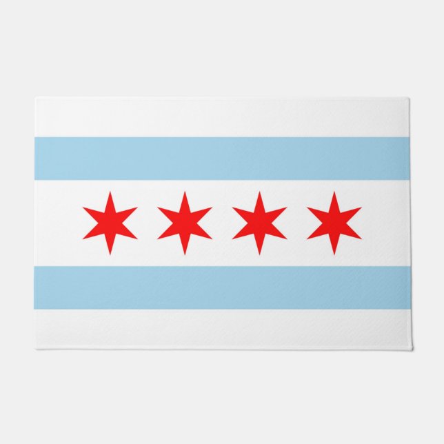 Tapete Porta Mat com Flag de Chicago, Illinois (Frente)