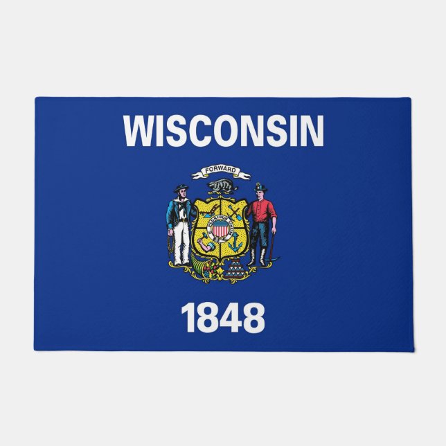 Tapete Porta Mat com Flag de Wisconsin, EUA (Frente)