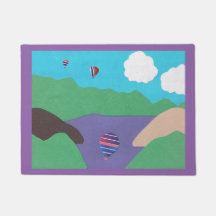 Porta Mat com Montanha e Cena do Lago