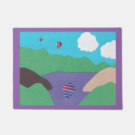 Tapete Porta Mat com Montanha e Cena do Lago