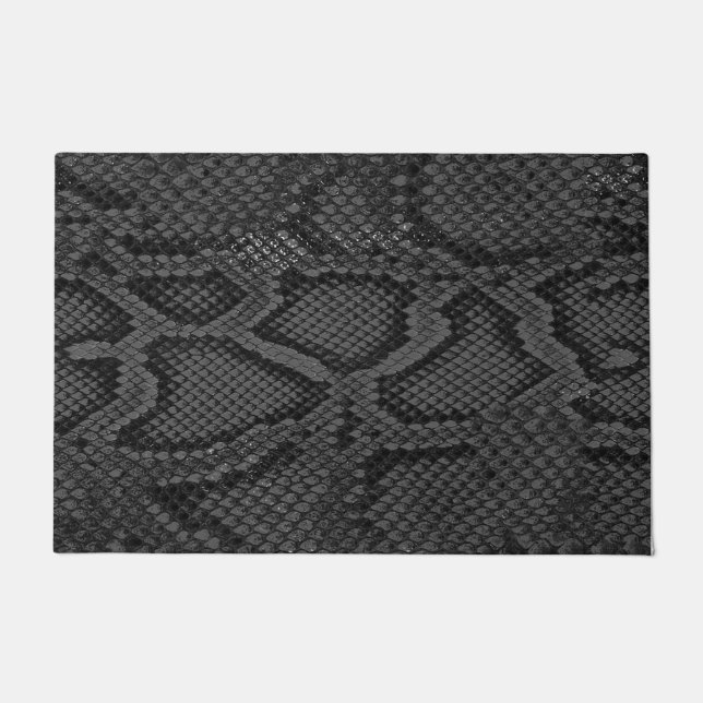 Tapete Porta Mat com padrão de cobras de cinza (Frente)