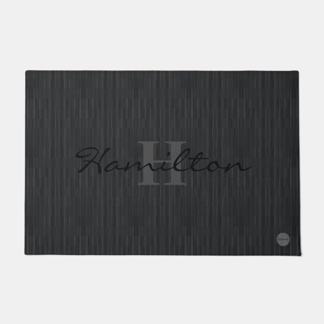 Tapete Porta Mat - HAMbWG - Gradiente Preto / Monograma (Frente)
