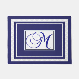 Tapete Porta Matriz Inicial M Monograma Azul Branco