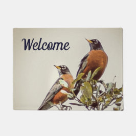 Tapete Porta "Par de Robins" de pequeno tamanho