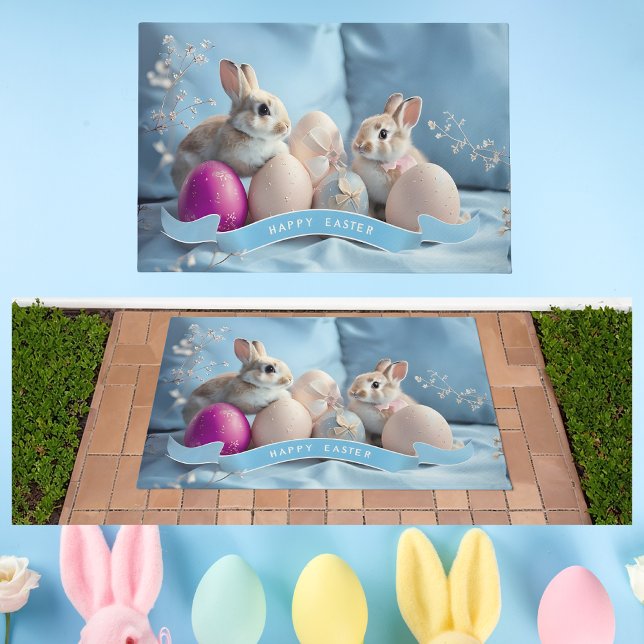 Tapete Porta páscoa Dois Coelhos e Ovos de Páscoa (Criador carregado)