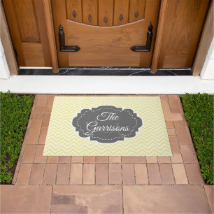 Tapete Porta Personalizada Chevron Amarelo