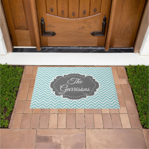 Tapete Porta Personalizada Chevron Teal