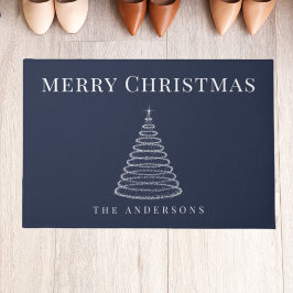 Tapete Porta personalizada da árvore de Natal azul marinh