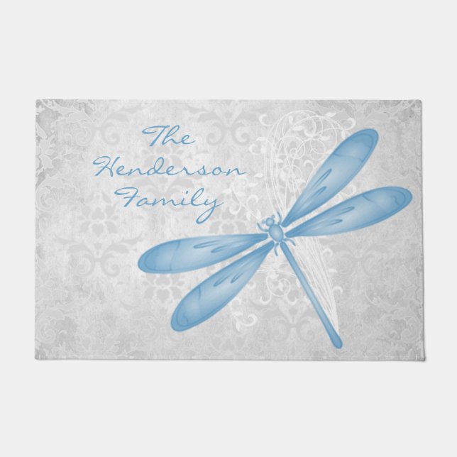 Tapete Porta Personalizada da Dragonfly Azul (Frente)