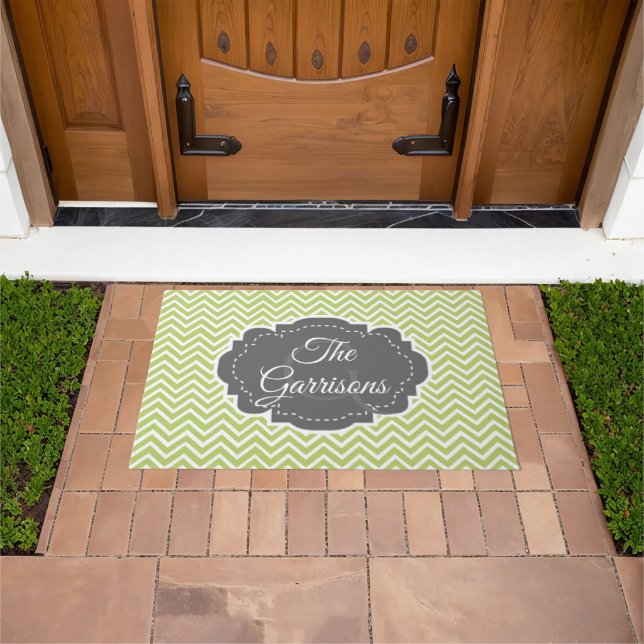 Tapete Porta Personalizada de Gevron Verde (Ar livre)