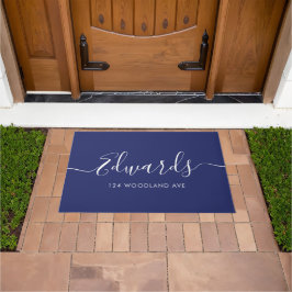 Tapete Porta Personalizada de Script Moderno Azul Escuro
