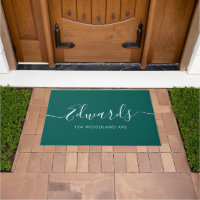 Porta Personalizada de Script Moderno Verde Flores