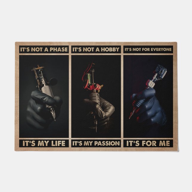 Tapete Porta Personalizada Do Artista De Tatuagem, Criado (Frente)