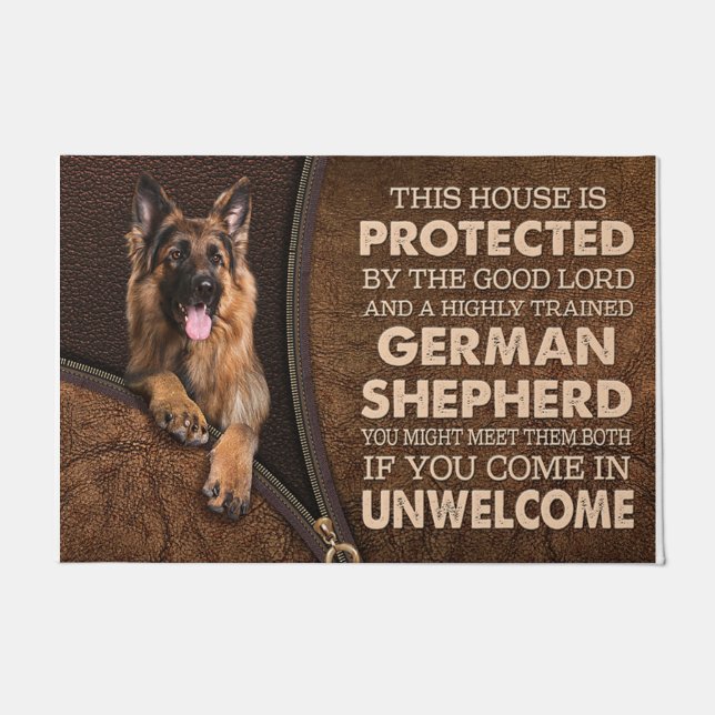 Tapete Porta personalizada do german shepherd, Protegida  (Frente)