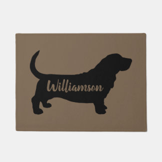 Tapete Porta Personalizada do Hound Basset Silhouette