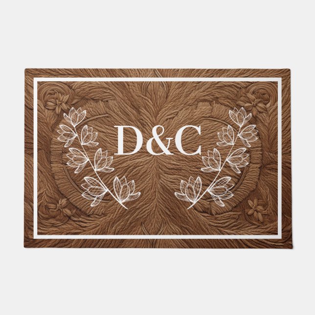 Tapete Porta personalizada inicial dupla (Frente)