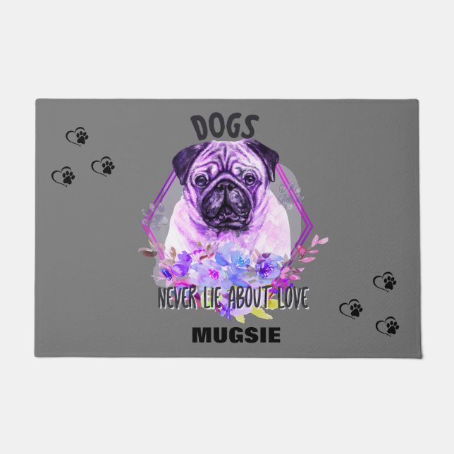 TAPETE PORTA PERSONALIZADA "PUG" (Frente)