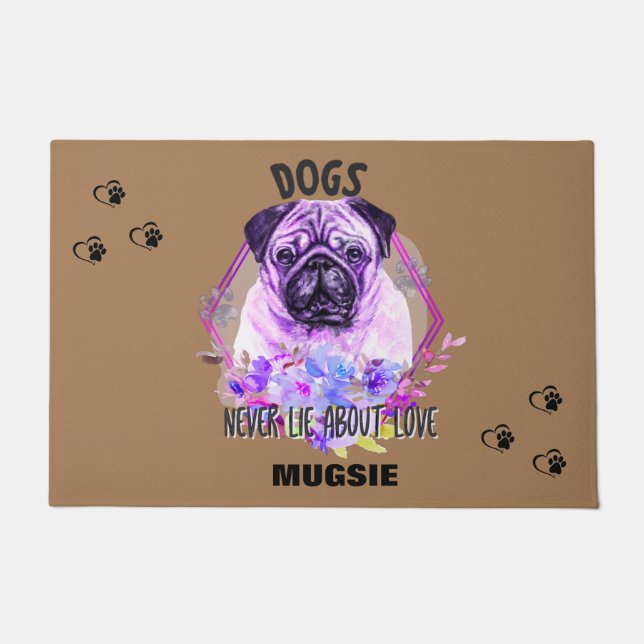 TAPETE PORTA PERSONALIZADA "PUG" (Frente)
