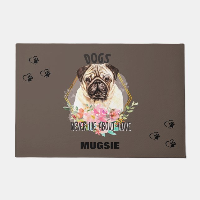 TAPETE PORTA PERSONALIZADA "PUG" (Frente)