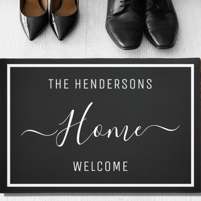 Tapete Porta Preta Personalizada da Família (Criador carregado)