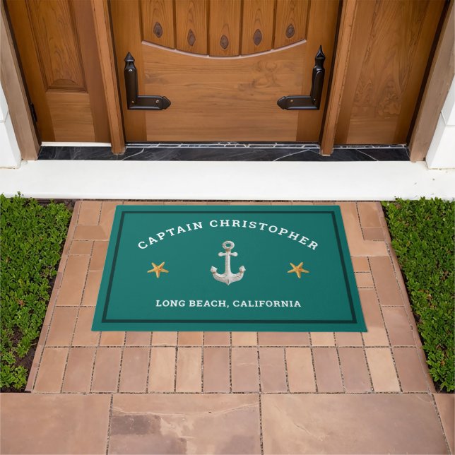 Tapete Porta Verde Personalizada com Starfish e Anchor (Ar livre)