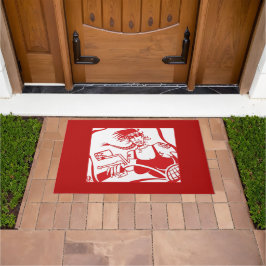 Tapete Porta vermelha do Pintinho Biker