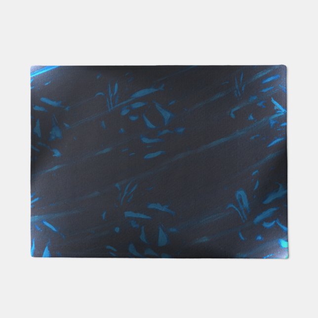 Tapete Portas abstrato preto e azul (Frente)