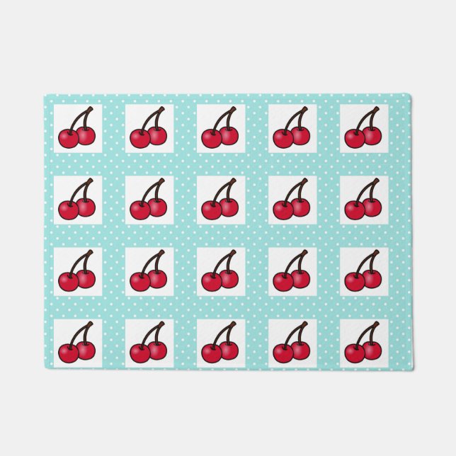 Tapete Portas Aqua Retro e Cerejas (Frente)