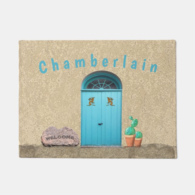 Tapete Portas Azuis do Sudoeste Kokopelli Cactus Personal (Frente)