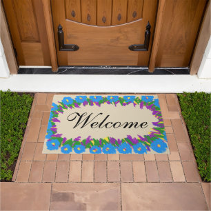 Tapete Portas Florais Azuis Bem-Vidas