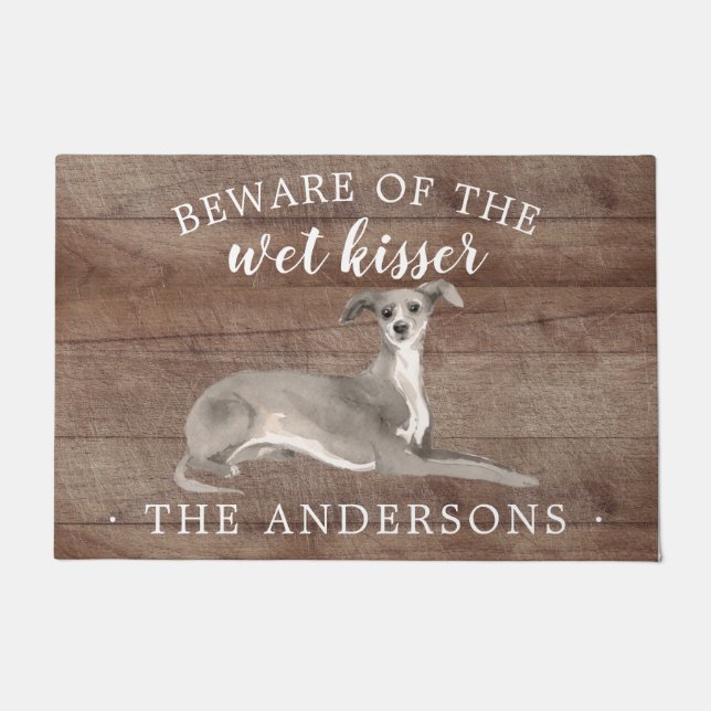 Tapete Portas Personalizadas do Cão de Greyhound Italiano (Frente)