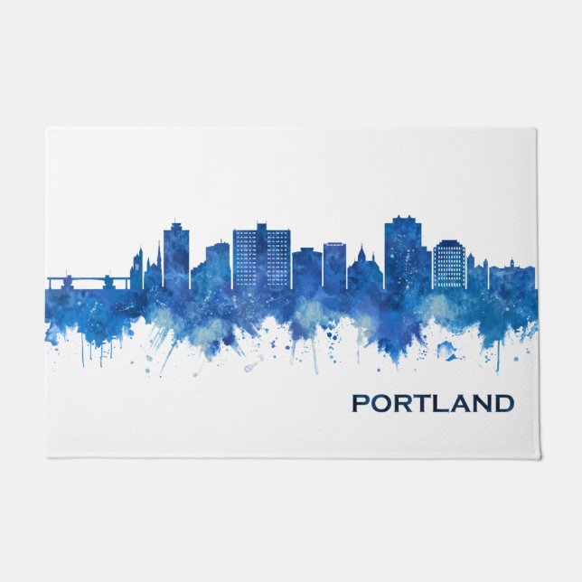 Tapete Portland Maine Skyline Blue (Frente)