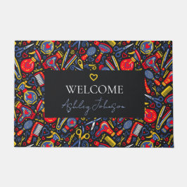 Tapete Portuguese folk hair icons — black, red & blue