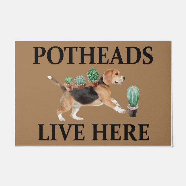 Tapete Potheads Vivem Aqui, Dog Gift Lover Beagle (Frente)