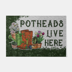 Tapete Potheads Vivem Aqui Mat, Plantas Retro Vibes
