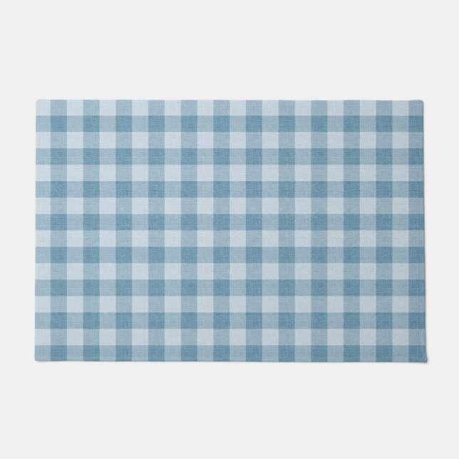 Tapete Powder  Blue Gingham Buffalo Check Linen Texture (Frente)