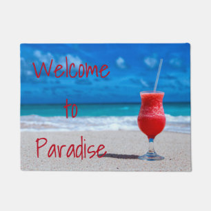 Tapete Praia do Caribe Tropical de Punch de Strawberry Da