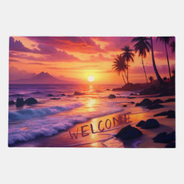 Tapete Praia Tropical Sunset Personalizada - Costa Sonhad