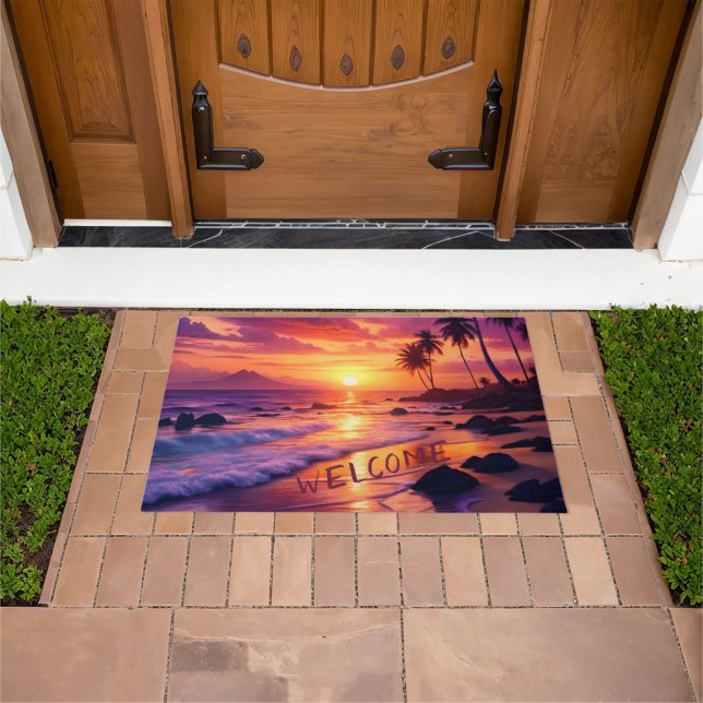 Tapete Praia Tropical Sunset Personalizada - Costa Sonhad (Ar livre)