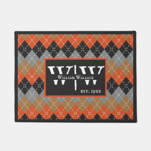 Tapete Preppy Argyle Orange Cinza Argyle Personalizado