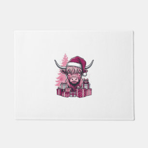 Tapete Presentes de Natal da Vaca das Terras Altas Rosa A