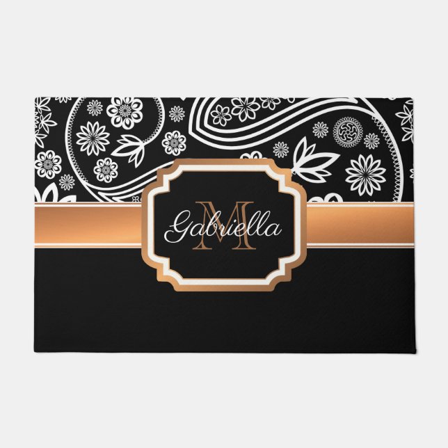 Tapete Preto e Dourado Floral (Frente)
