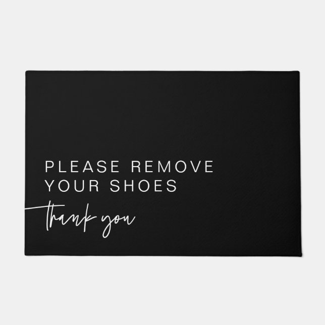 Tapete Preto Moderno Remova Seus Calçados (Frente)
