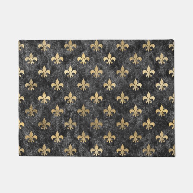 Tapete Preto Velvet Fleur De Lis Mardi Orleans (Frente)